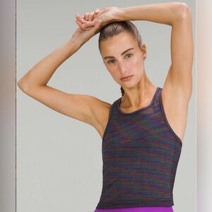 Lululemon Ebb to Street Racerback Multicolour Crop Tank Top in Rainbow Multi